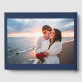 Elegante Marine & Witte Bloemen Fotobruiloft Gastenboek (Achterkant)