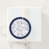 Elegante marine & witte bloemenbruiloft dank u bedankjes labels (In situ)