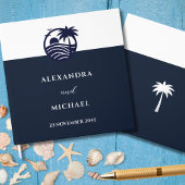 Elegante Marine Witte Palm Tree Coastal Wedding Gastenboek