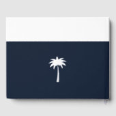 Elegante Marine Witte Palm Tree Coastal Wedding Gastenboek (Achterkant)