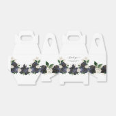Elegante Marine & Witte Rose Bloemen Bruiloft Bedankdoosjes (Uitgevouwen)
