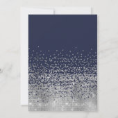 Elegante marine zilver glitter confetti bruidsdouc save the date (Achterkant)