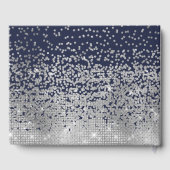 Elegante marine zilver glitters confetti bruidsdou gastenboek (Achterkant)