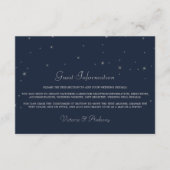 Elegante Marine & Zilver Vallende Sterren Bruiloft Informatiekaartje (Voorkant)