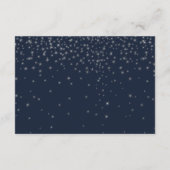 Elegante Marine & Zilver Vallende Sterren Bruiloft Informatiekaartje (Achterkant)