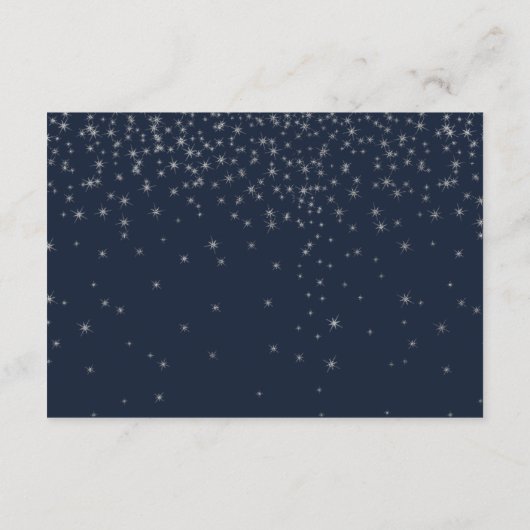 Elegante Marine & Zilver Vallende Sterren Bruiloft Informatiekaartje (Achterkant)