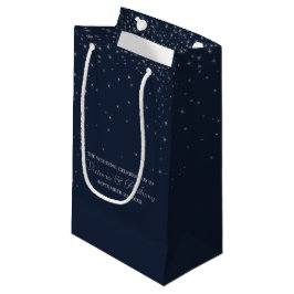 Elegante Marine & Zilver Vallende Sterren Bruiloft Klein Cadeauzakje