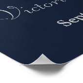 Elegante Marine/Zilver Vallende Sterren Bruiloft W Poster (Hoek)