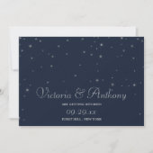 Elegante Marine & Zilveren Vallende Sterren Sla de Save The Date (Voorkant)