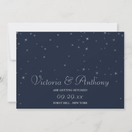 Elegante Marine & Zilveren Vallende Sterren Sla de Save The Date
