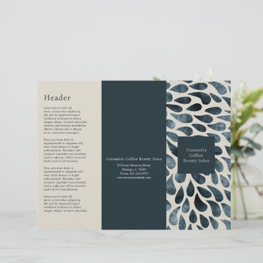 Elegante marineblauw Abstracte moderne drievoudige (Staand voorkant)