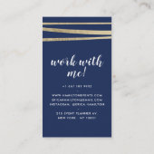 Elegante marineblauw en gouden folie gestreepte ge visitekaartje (Achterkant)