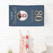 Elegante Marineblauw & Goud 80e & Legendare Verjaa Spandoek (Insitu)