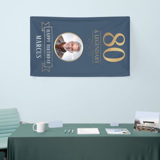 Elegante Marineblauw & Goud 80e & Legendare Verjaa Spandoek (Beurs)