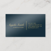 Elegante marineblauw gouden monogram initiaal clas visitekaartje (Achterkant)