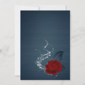 elegante marineblauw rode florale liefde hart kaart (Achterkant)