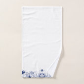 Elegante marineblauw wervelt bloemrand bad handdoek (Handdoek)