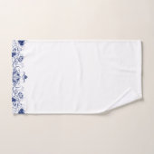 Elegante marineblauw wervelt bloemrand bad handdoek (Handdoek)