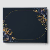 Elegante marineblauwe bloemen gastenboek (Achterkant)