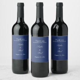 Elegante marineblauwe bruiloft wijn labels etiket