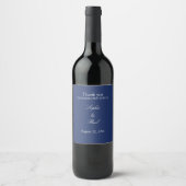 Elegante marineblauwe bruiloft wijn labels etiket (Voorkant)