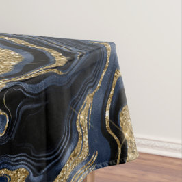 Elegante marineblauwe en gouden glinsterende agaat tafelkleed