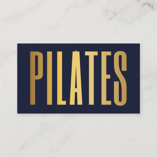 Elegante marineblauwe en gouden pilates visitekaartje (Voorkant)