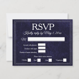 Elegante marineblauwe fluwelen RSVP-huwelijk RSVP Kaartje