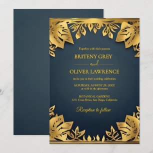 Elegante marineblauwe Gold Papel Picado vrijgezell Kaart