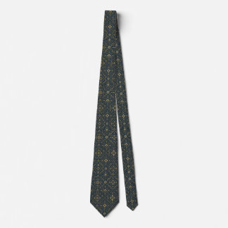 Elegante marineblauwe & gouden geometrische patroo stropdas