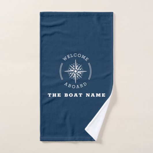 Elegante marineblauwe nautische kompasboot bad handdoek (Handdoek)