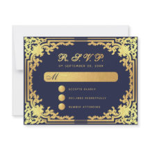 Elegante marineblauwe nep goud folie vintage trouw