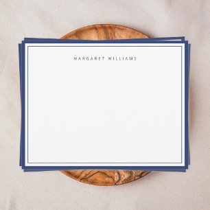 Elegante marineblauwe rand eenvoudige minimalist notitiekaartje