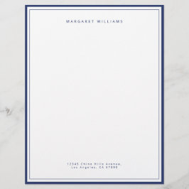 Elegante marineblauwe rand eenvoudige minimalistis briefhoofd