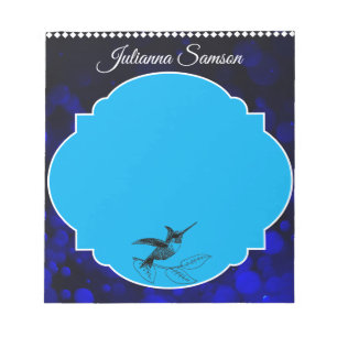 Elegante marineblauwe Schattigee vogel eenvoudige Notitieblok