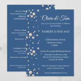 Elegante marineblauwe trouwkaart  kaart
