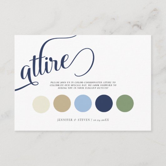 Elegante marineblauwe tulp trouwkleding informatiekaartje (Voorkant)