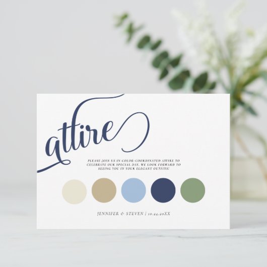 Elegante marineblauwe tulp trouwkleding informatiekaartje (Staand voorkant)