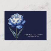 Elegante marineblauwe tulp trouwkleding informatiekaartje (Achterkant)