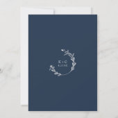 Elegante marineblauwe vintage trouwuitnodigingen kaart (Achterkant)
