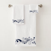 Elegante marineblauwe wervelingen kant bad handdoek (Insitu)