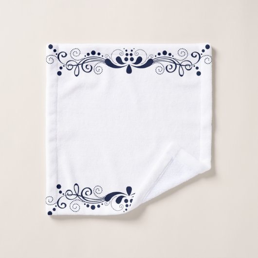Elegante marineblauwe wervelingen kant bad handdoek (Wasdoekje)