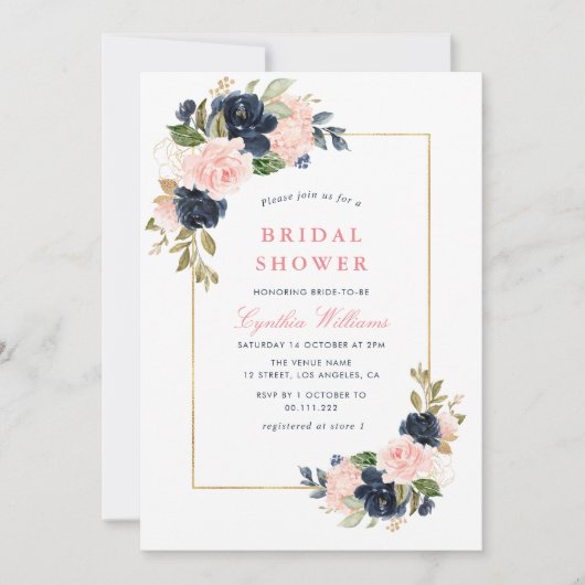 elegante marinevis en vrijgezellenfeest met blozen kaart (Voorkant)