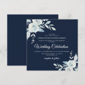 elegante marjoen en dusty blue bruiloft kaart (Voorkant / Achterkant)