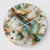 Elegante Marmer & Bloemen Muurklok Grote Klok (Voorkant)