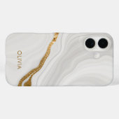 Elegante Marmer en Gouden Glitter Gepersonaliseerd Case-Mate iPhone Case (Achterkant (horizontaal))