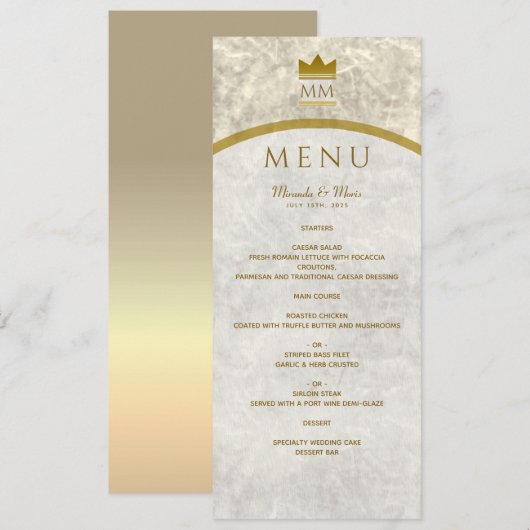 Elegante Marmer en Gouden Menu (Voorkant / Achterkant)