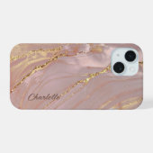 elegante marmer iPhone 15 case (Achterkant horizontaal)