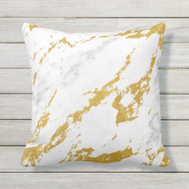 Elegante marmer stijl6 - Goud en Wit Buitenkussen