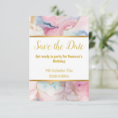 ELEGANTE MARMER SWIRL RSVP KAART (Staand voorkant)